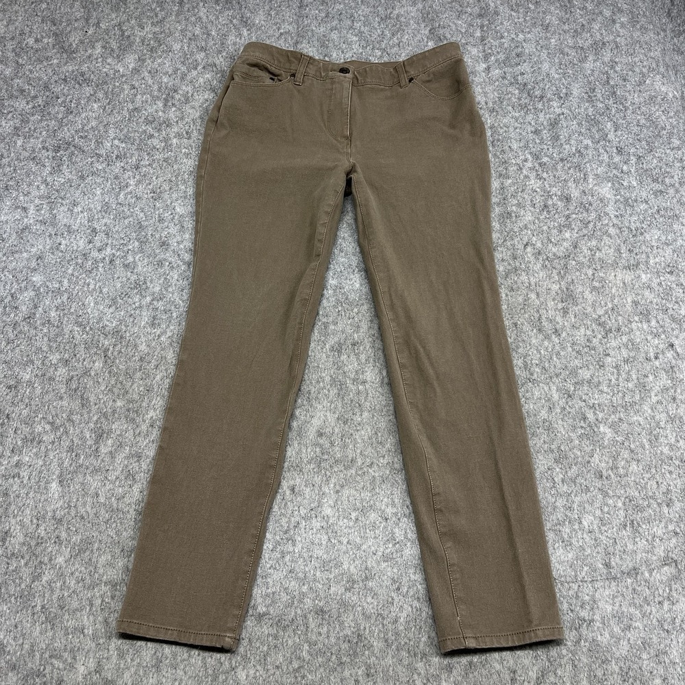 Chicos Pants Womens 1‎ R Brown Twill Khaki Straight Leg Stretch Casual Fall